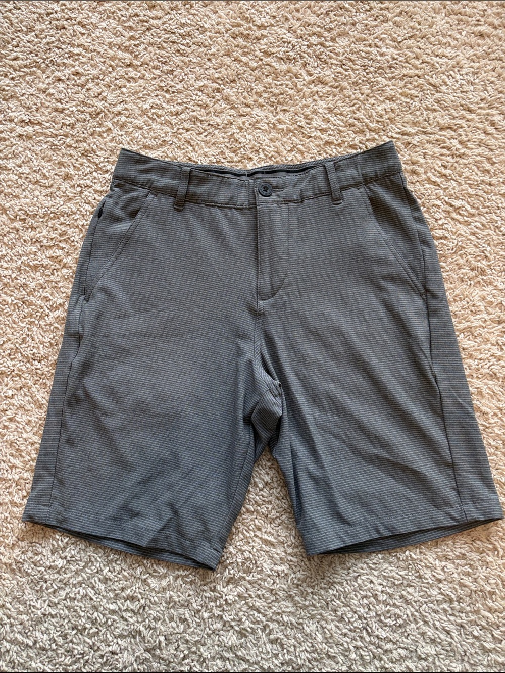 Puma men’s gray striped shorts. 28 waist.